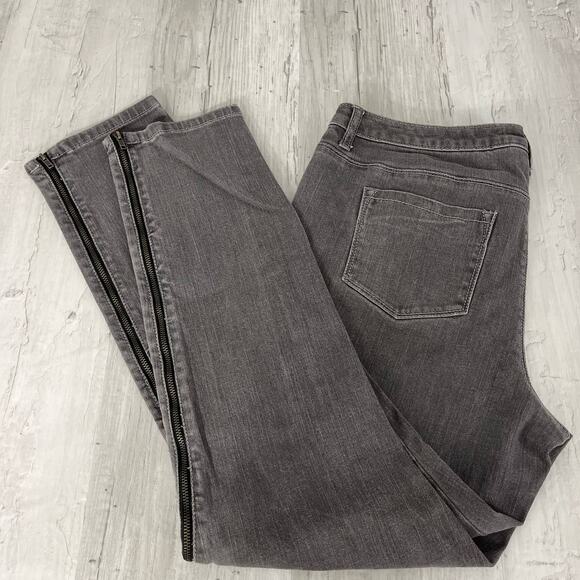 Bisou Bisou Straight Wide Leg High Rise Zipper Leg Accent Michele Bohbot 12 - Picture 7 of 11